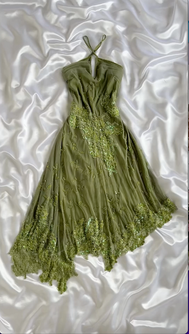Unique Green Chiffon Lace Sequins Beaded Mermaid Evening Dress,Formal Party Gown