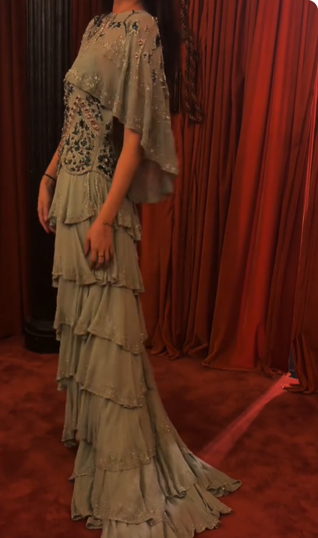 Vintage Mint Green A-line Beaded Embroidered Sequined Layered Chiffon Long Prom Dress Evening Dress