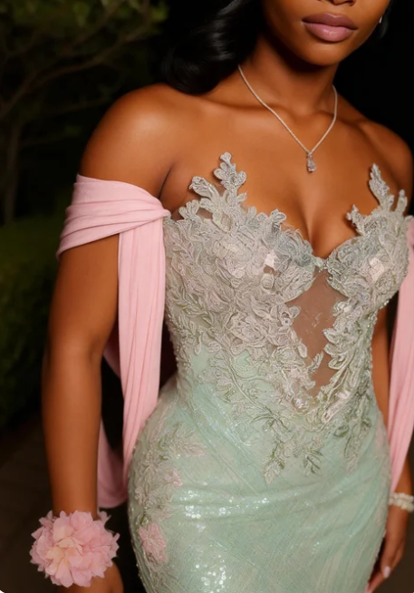 Luxurious Mint Green Mermaid Strapless Sequined Prom Dress Evening Dress