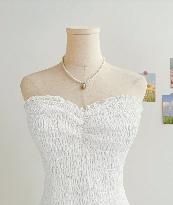 Sweet Heart Neck White Lace Birthday Cake Dress Homecoming Dress