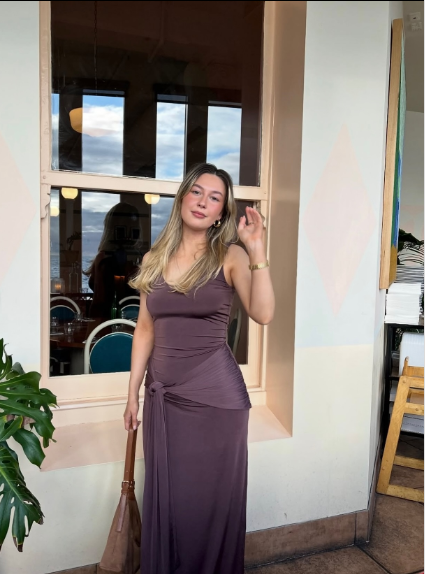 Simple Purple-Gray Spaghetti Strap Twist Satin Long Prom Dress Evening Dress