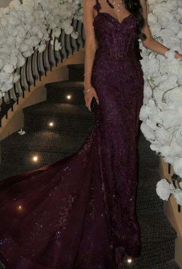 Elegant Champagne Mermaid V-neck Sequin Embroidered Slit Prom Dress Evening Dress