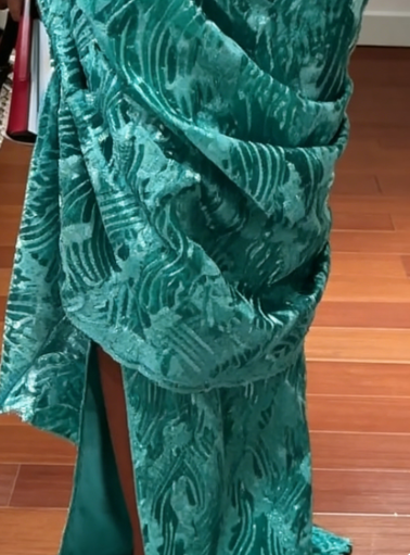 Vintage Lake Blue Strapless Beaded Jacquard Satin Long Prom Dress Evening Dress