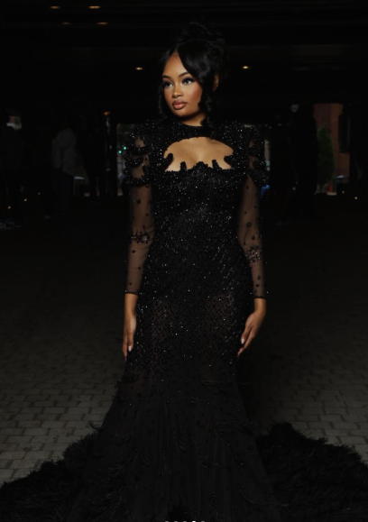 Gorgeous Black Mermaid Beaded Feathers Evening Gown,Formal Prom Party Dress
