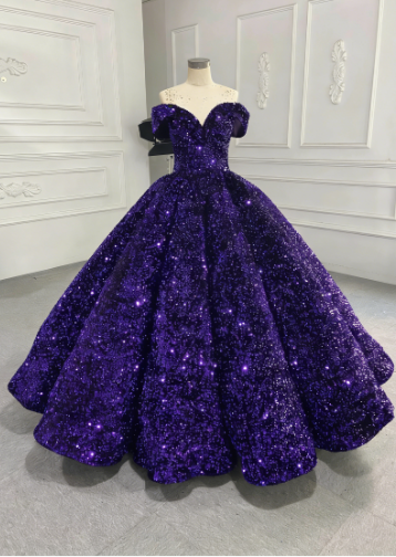 Burgundy Quinceanera Dress Off The Shoulder Sequins Ball Gown Sweet 16 Dress