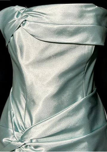 Simple Green Strapless Satin Prom Dress,Long Party Evening Dress
