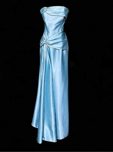 Simple Green Strapless Satin Prom Dress,Long Party Evening Dress