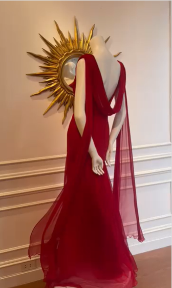 Beautiful Red Chiffon Mermaid Evening Dress