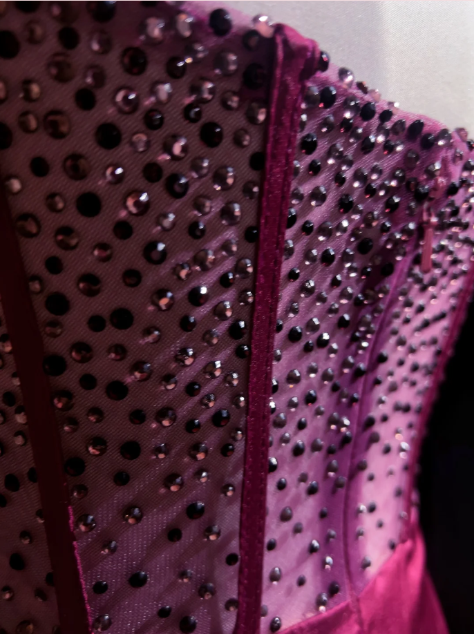 Elegant Strapless Hot Pink Satin Beaded Mermaid Long Wedding Guest Dress Formal Evening Dress