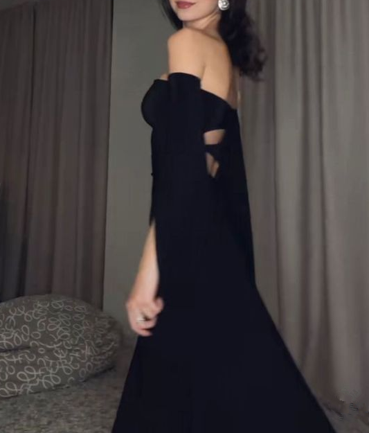 Sexy Black Long Sleeve Formal Dress Evening Dress