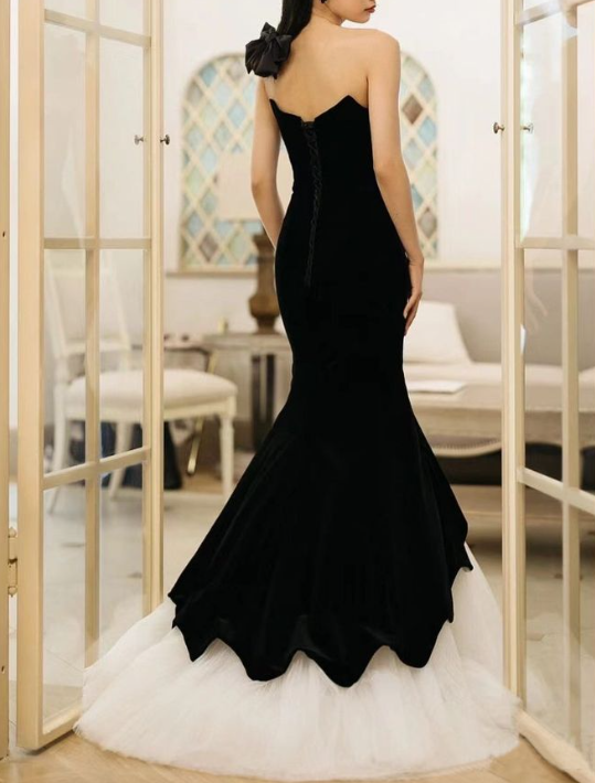 Charming Black Sleeveless Mermaid Long Prom Dress Formal Party Dress