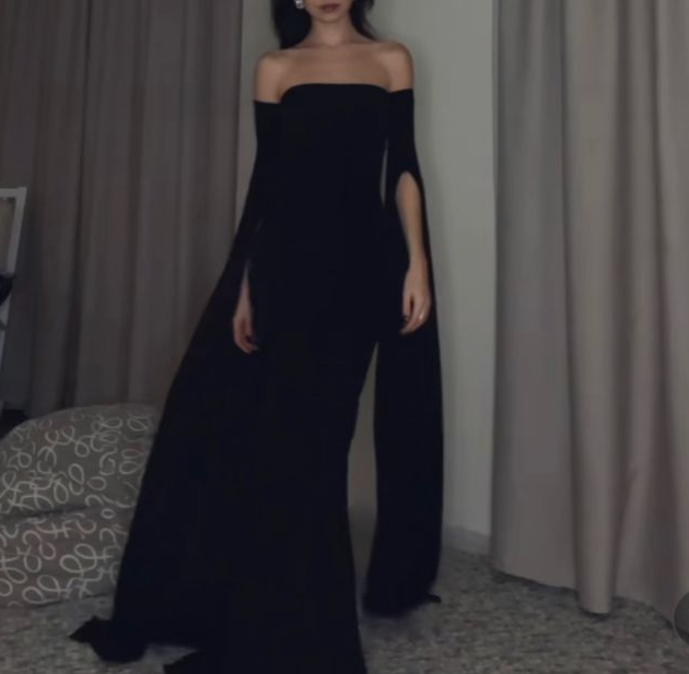 Sexy Black Long Sleeve Formal Dress Evening Dress