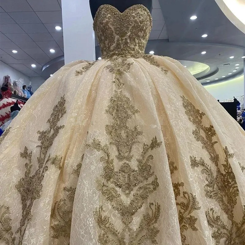 Quinceanera Dresses Sequined Lace Appliques Off Shoulder Lace-up Corset Princess prom vestidos de 15 anos