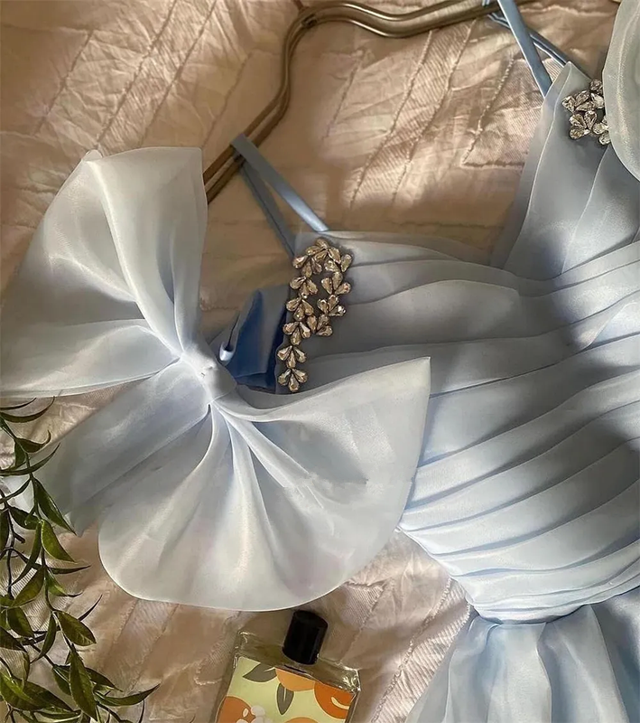 Runway Dresses Chinese Style Chiffon Pleat Bow A-line Square Neck Midi Prom Dress