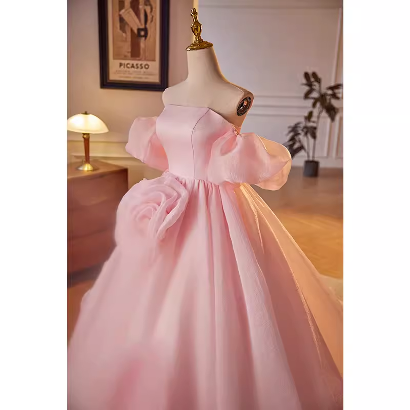 Stunning Ball Gown Off The Shoulder Organza Pink Sweet 16 Dresses