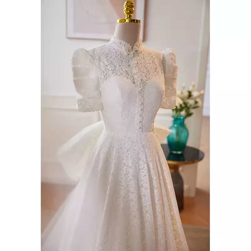 Vintage Ball Gown White Lace Long Wedding Dresses