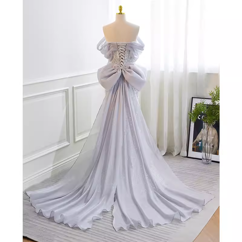 Sparkly Mermaid Blue Sequin Long Prom Dress
