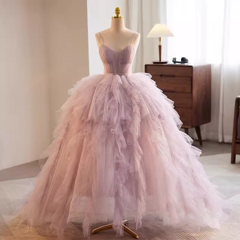 Vintage Ball Gown Strapless Tulle Pink Sweet 16 Dresses