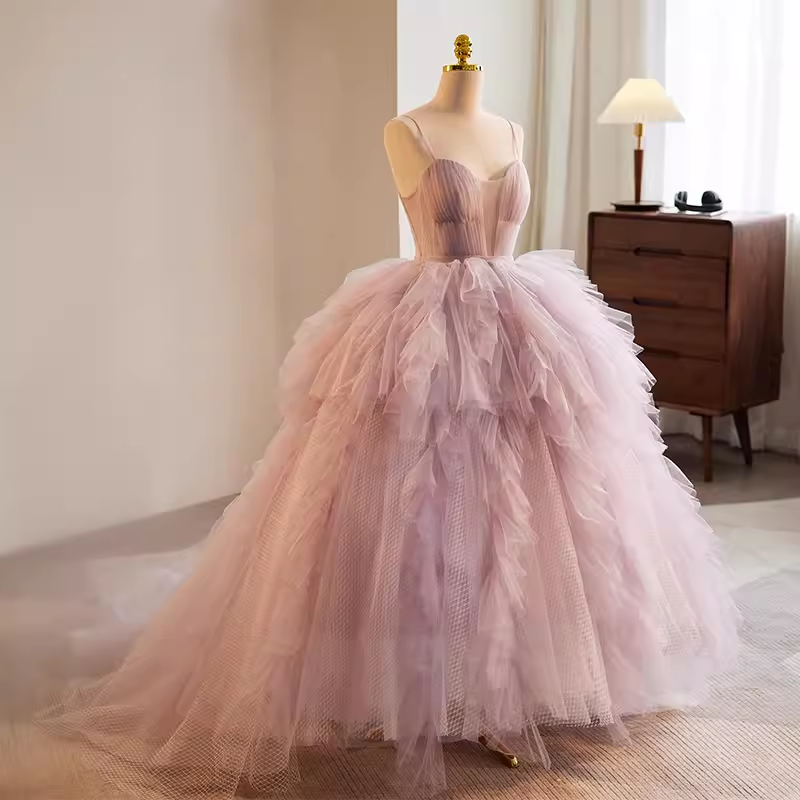 Vintage Ball Gown Strapless Tulle Pink Sweet 16 Dresses