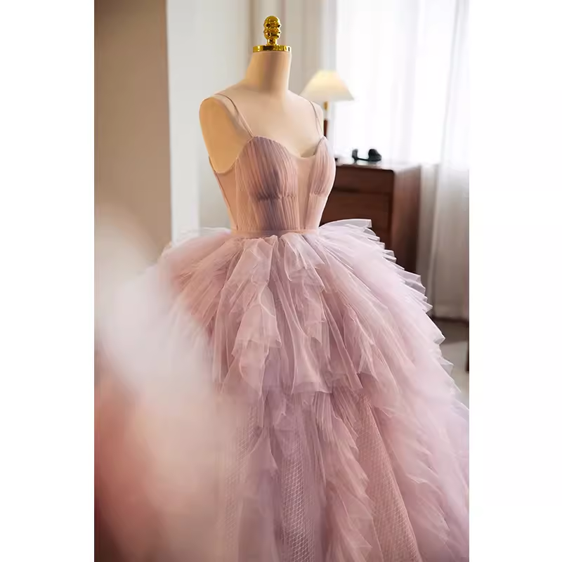 Vintage Ball Gown Strapless Tulle Pink Sweet 16 Dresses