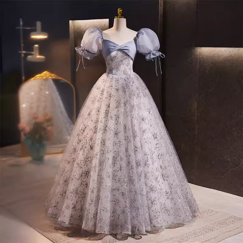 Vintage Ball Gown Sequin Blue Sweet 16 Dresses