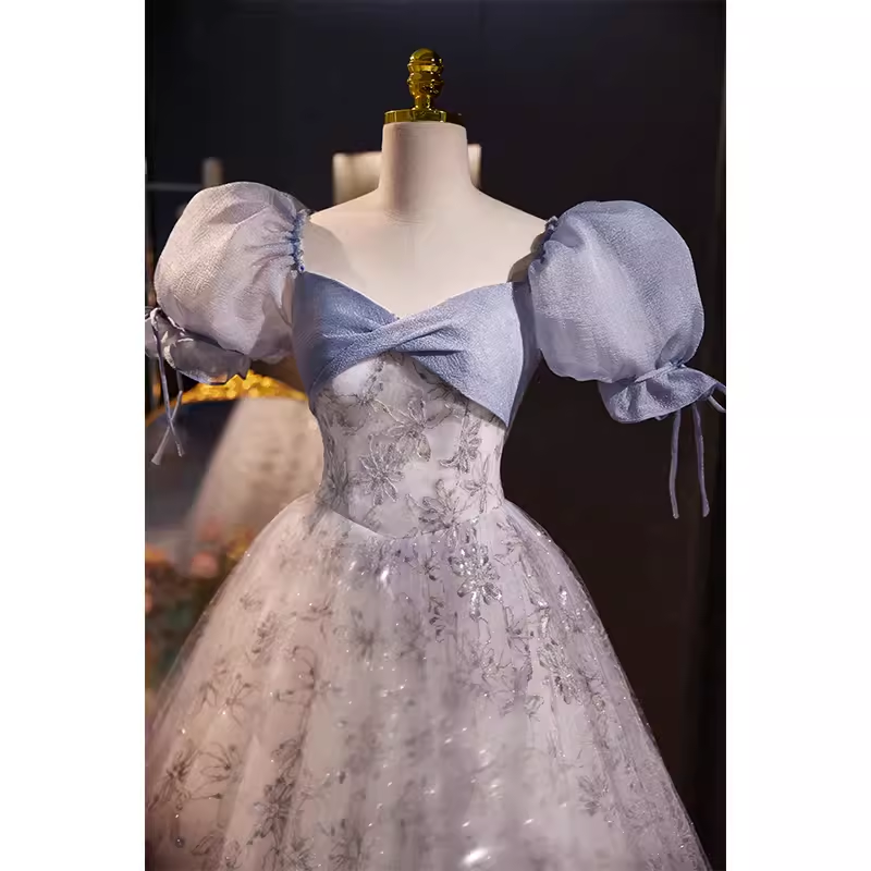 Vintage Ball Gown Sequin Blue Sweet 16 Dresses