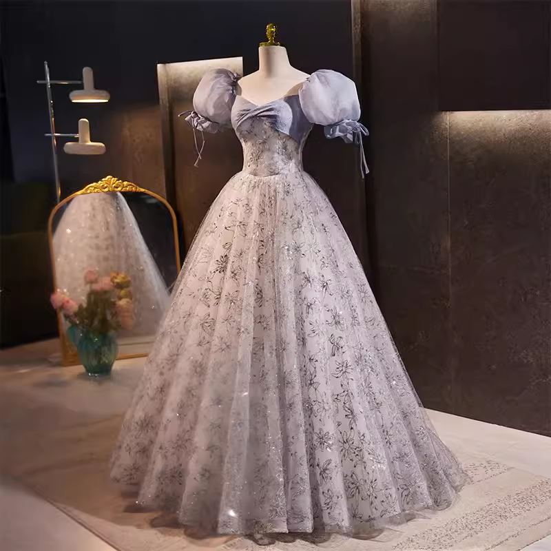 Vintage Ball Gown Sequin Blue Sweet 16 Dresses
