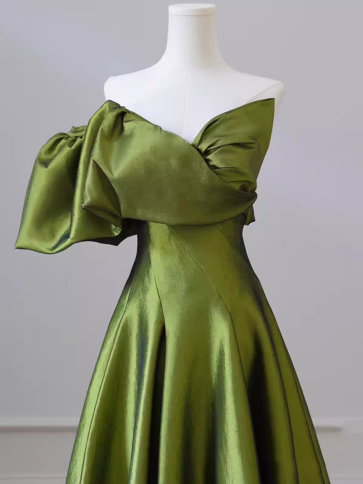 A-Line Strapless Green Long Prom Dress