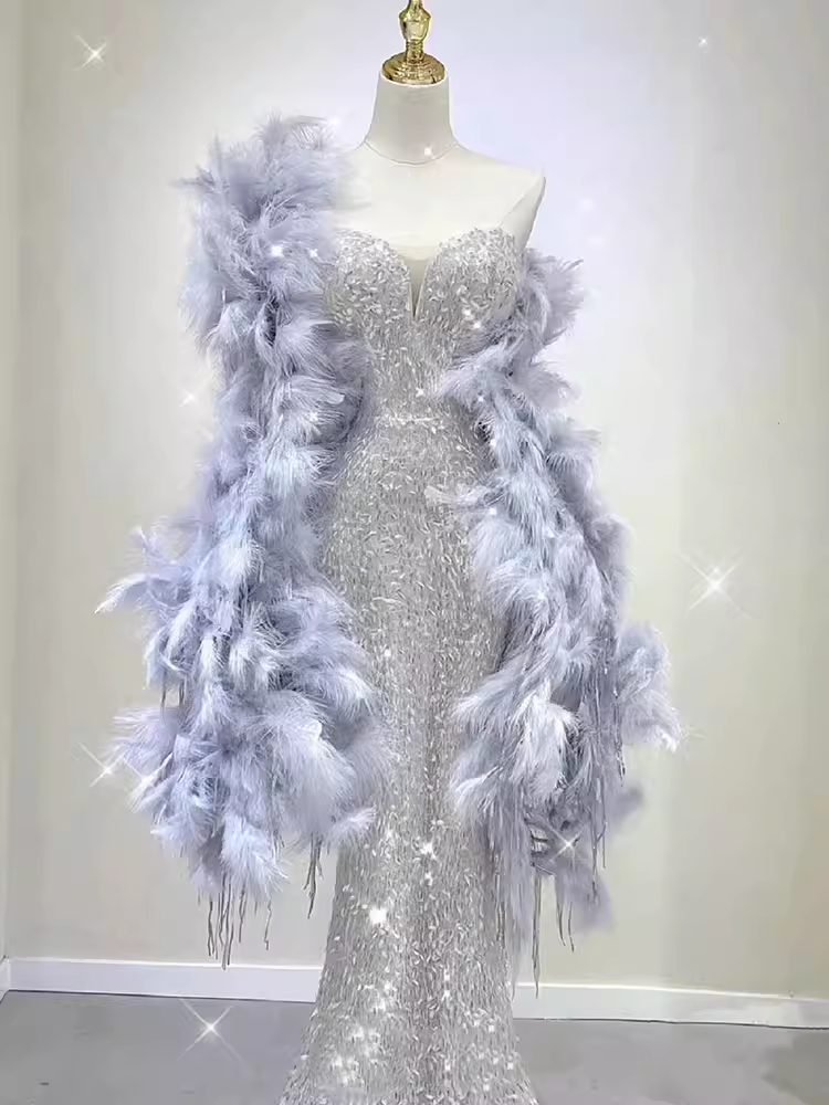 Elegant Mermaid Strapless Long Sequin Prom Dress