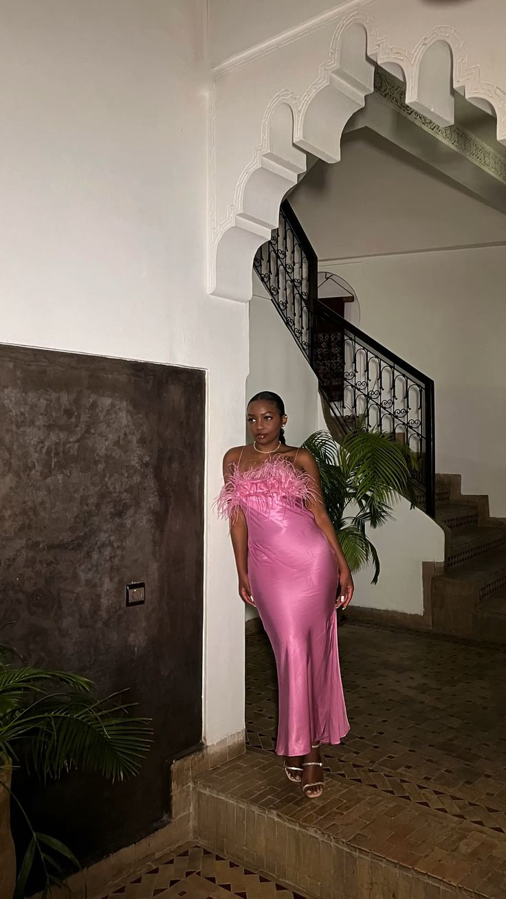 Classy Pink Evening Dress,Pink Formal Gown