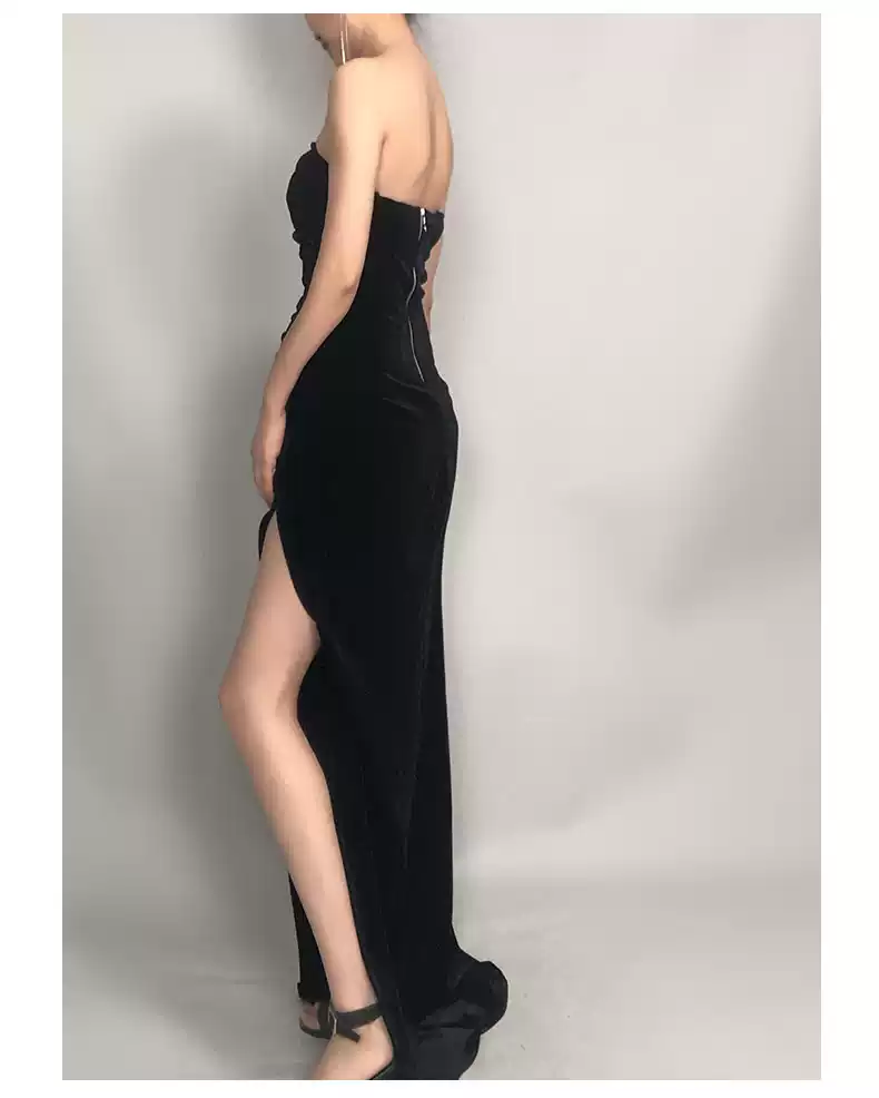 Strapless Black Prom Dress , Classic Evening Dress