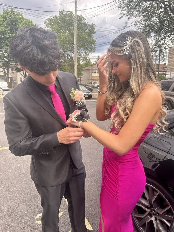 Elegant Sexy Sheath Prom Dress With Slit,Formal Gown