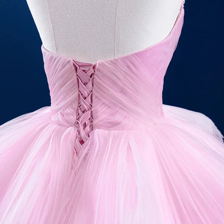 Luxurious Pink Tulle Beaded Layered Ball Gown Sweet 16 Dress Quinceanera Dress
