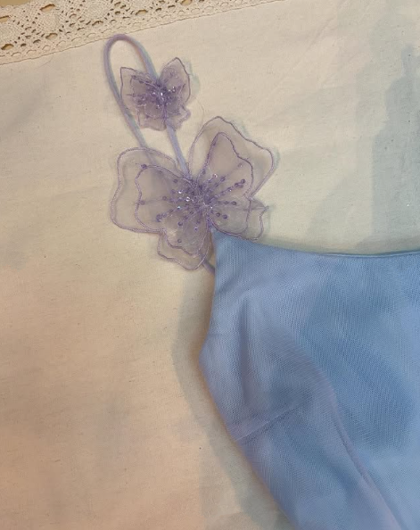 Lavender Tulle A Line Short Prom Dress,Homecoming Dress With Flowers