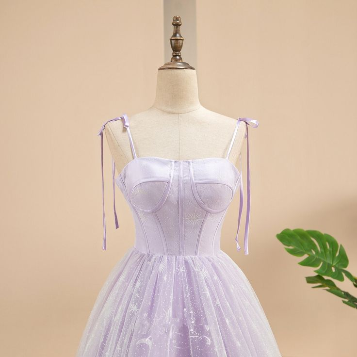 A-line Lavender Tulle Sweetheart Prom Dress,Fairy Dress