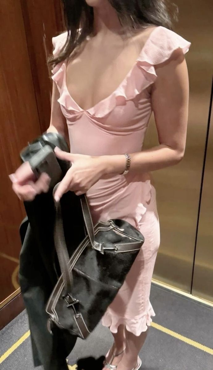 Pink Chiffon Ruffles Party Evening Dress