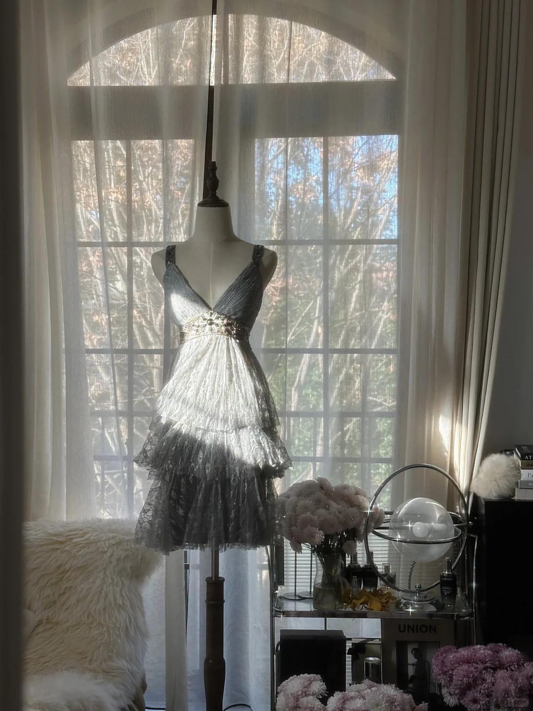 Elegant V Neck Lace Beaded Layered Mini Birthday Outfits Gray A Line Short Homecoming Dress