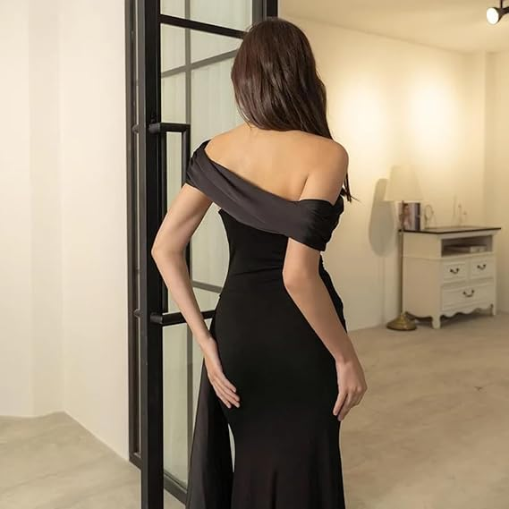Black Off The Shoulder Long Mermaid Party Dress Prom Dress