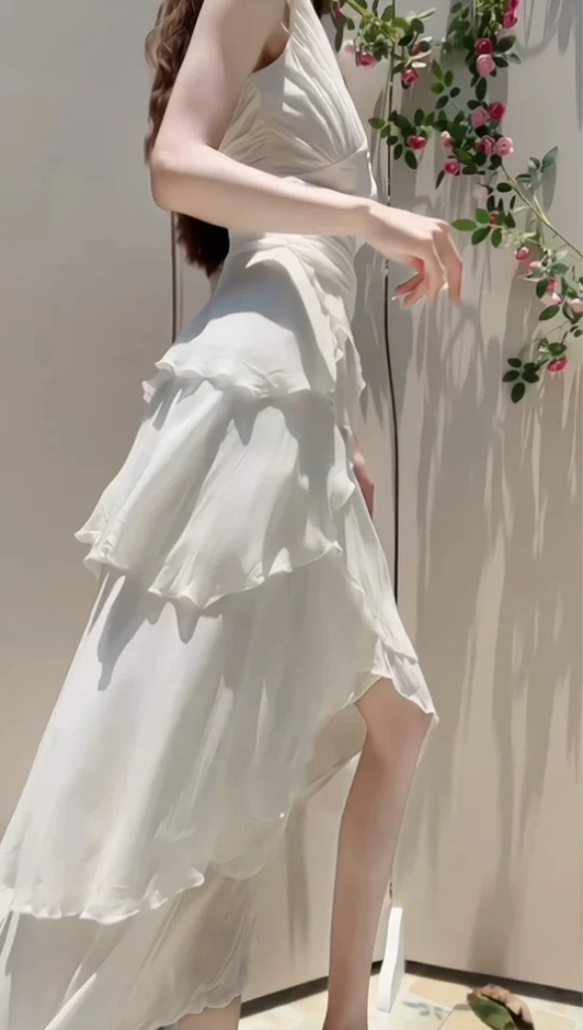 Classy A Line Chiffon Ruffle Tiered Wedding Dress Prom Dress