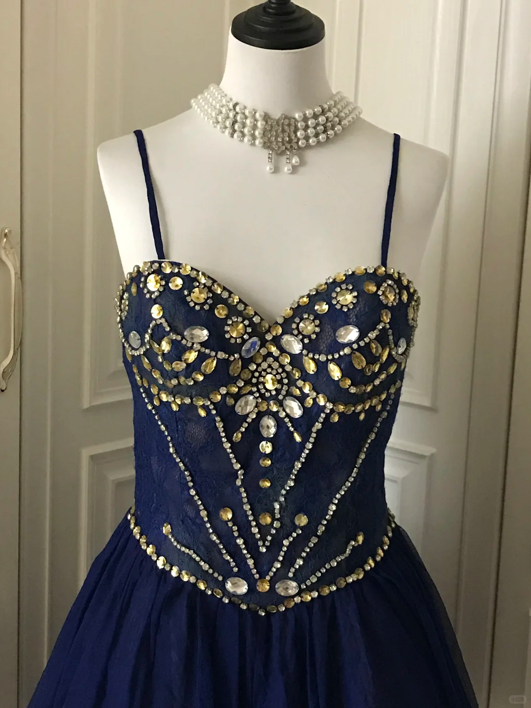 Vintage Navy Blue Lace Beaded A Line Homecoming Dress Short Party Dress