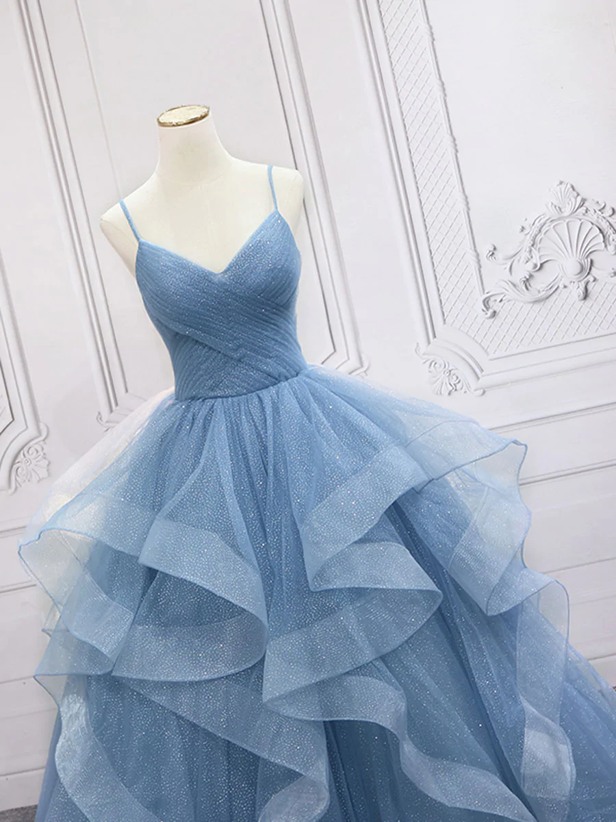 A-line tulle long prom dress dress,tulle sweet 16 dress