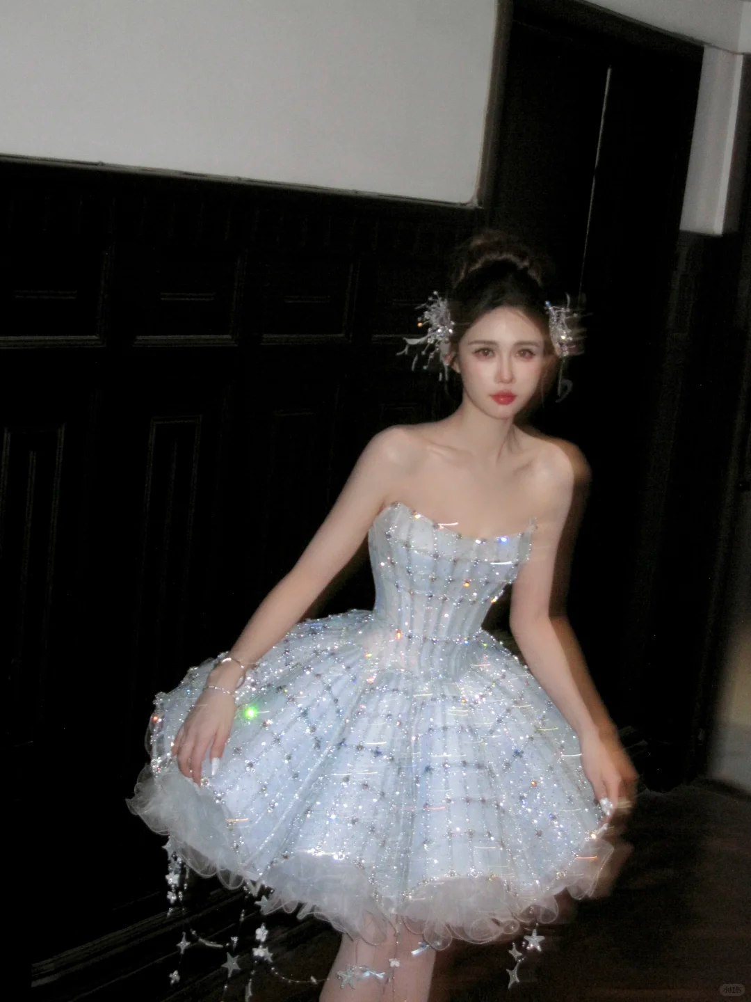 Glitter Blue Strapless Tulle Sequin Beaded A Line Short Homecoming Dress 18th Princess Birthday Outfits