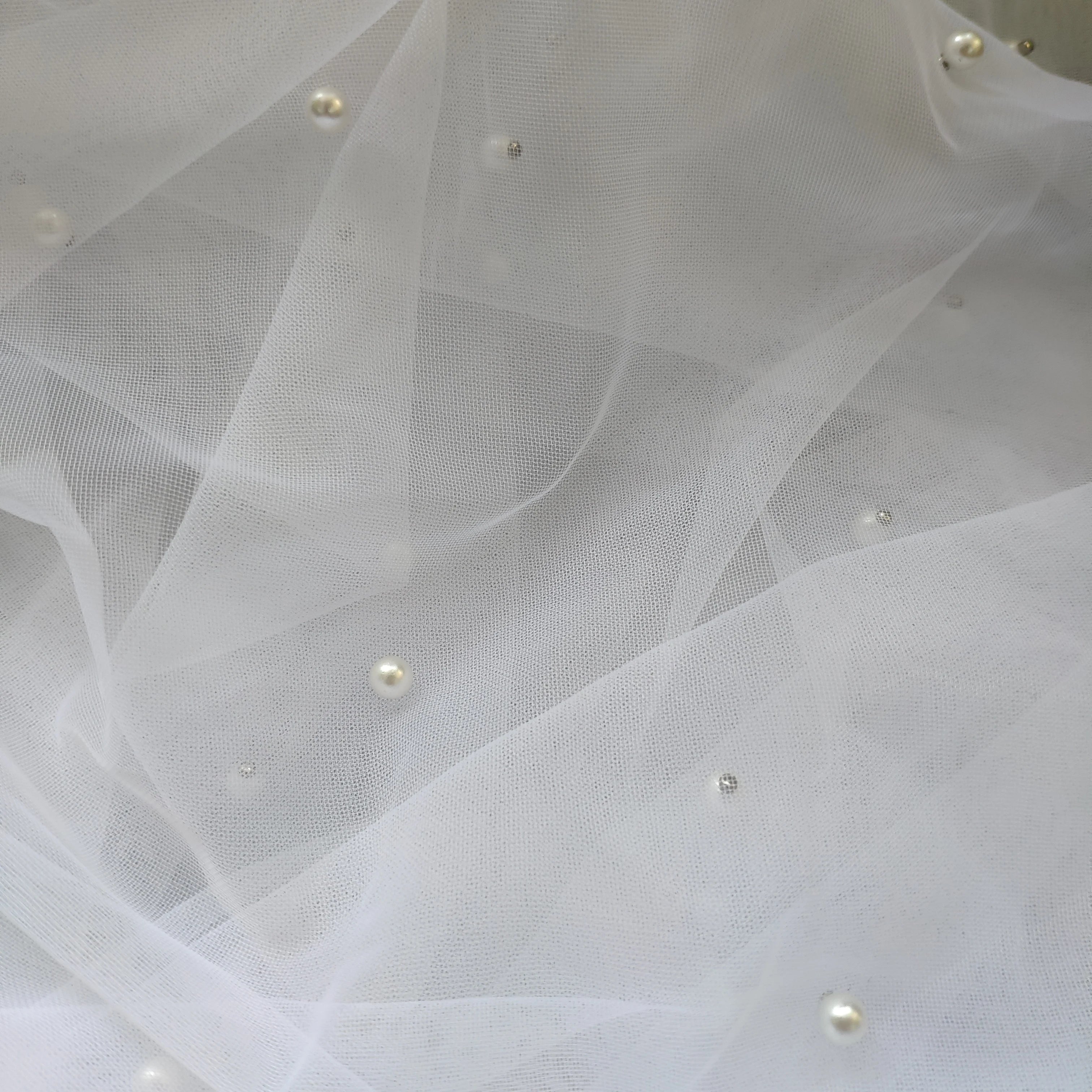 One Layer Wedding Veil Pearl Veil Cut Edge Bridal Veil in Light Ivory ,Champagne