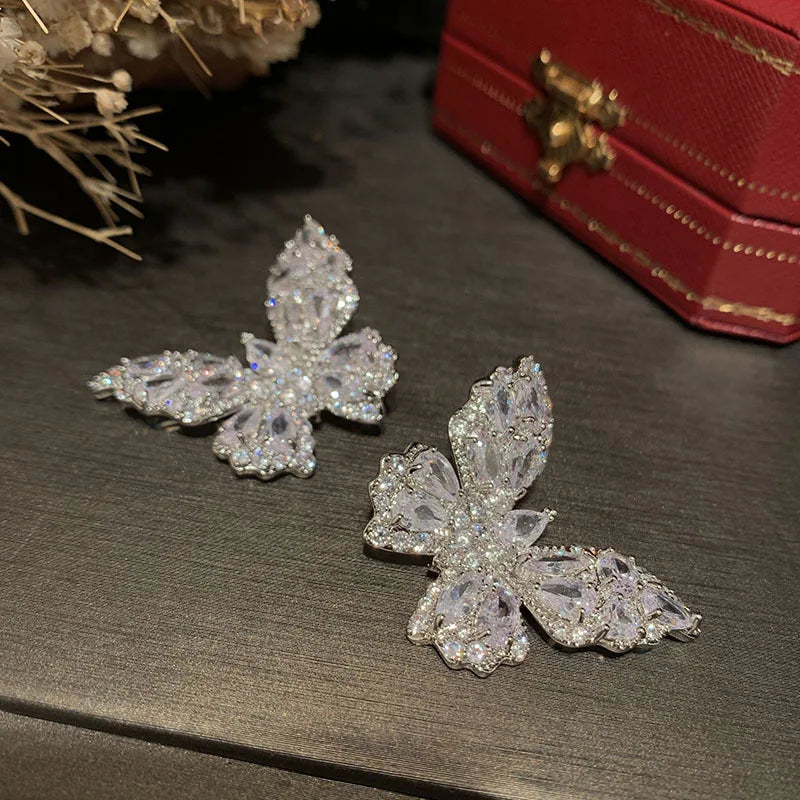 Luxury Butterfly Zircon Bridal Earrings Cubic Zirconia Wedding Earring For Brides Accessories Women Birthday Gifts Jewelry