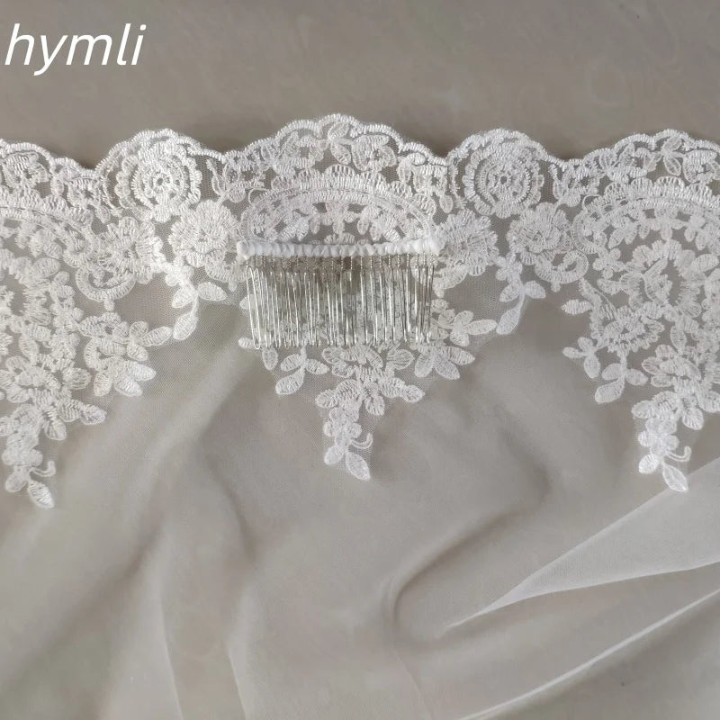 118" Long ,102" Wide One Layer Mantilla Veil , Wedding Veil , Bridal Veil, Lace Veil With Metal Comb