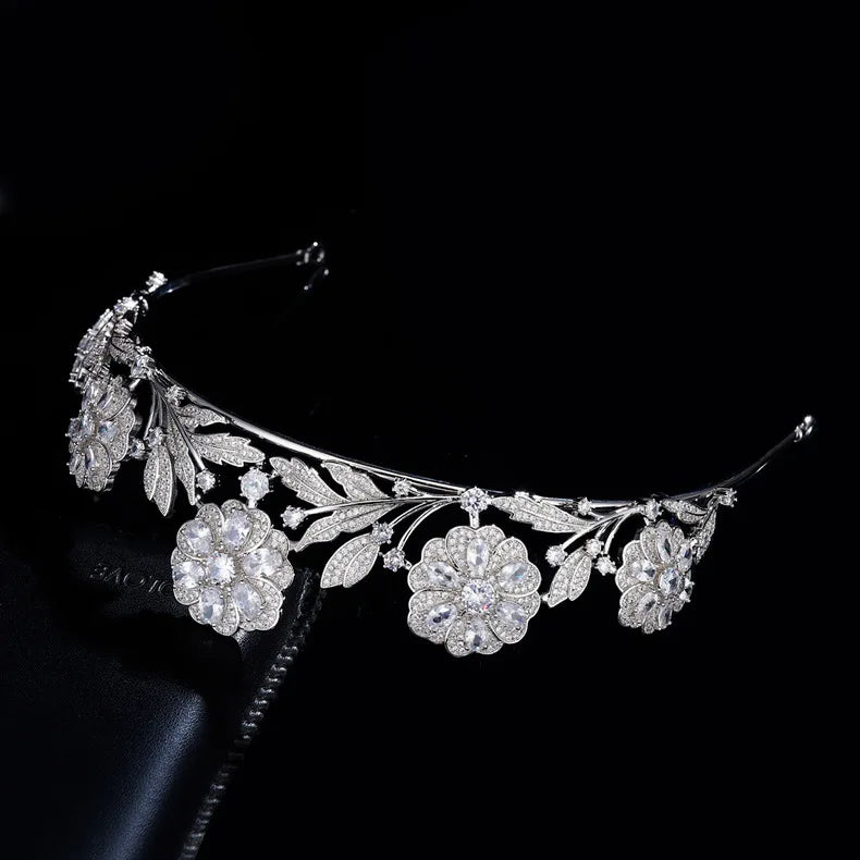 Zircon Zirconia Tiaras and Crowns CZ Princess Queen Diadem Brides Party Dress Headbands Bridal Jewelry Wedding Hair Accessories