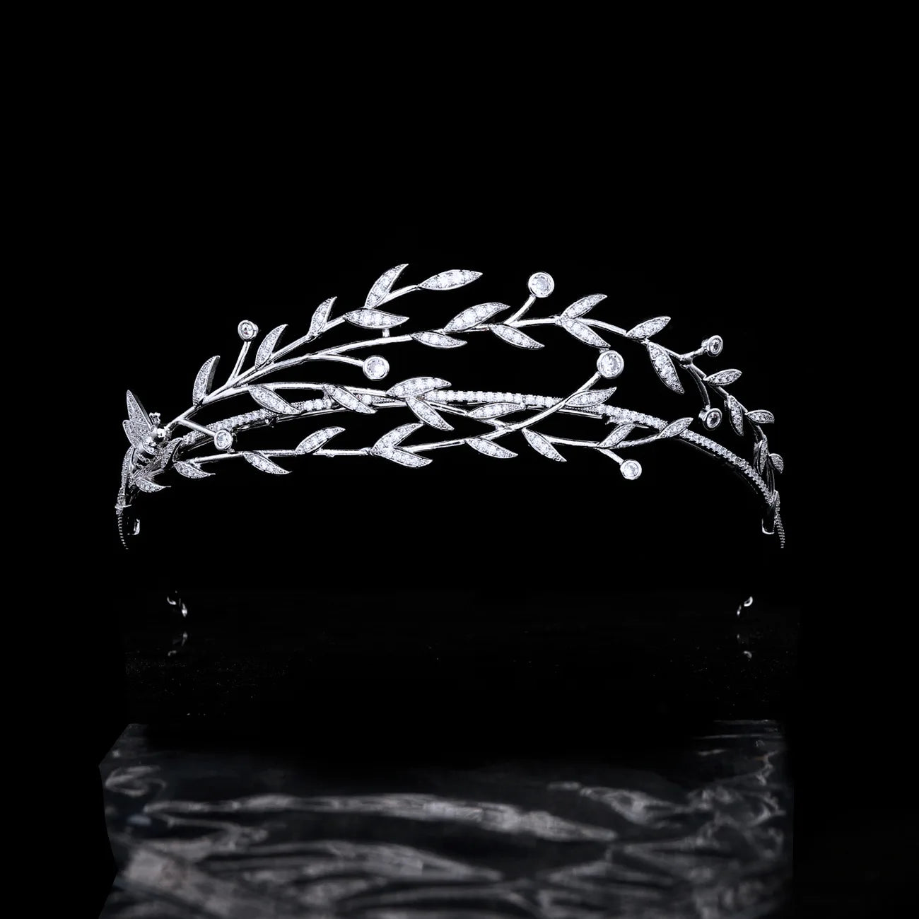 Leaf Zirconia Tiaras and Crowns AAA Zircon Diadem For Brides Women Prom Pageant Headband Wedding Accessories Bridal Hair Jewelry a