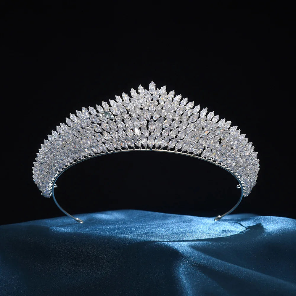CZ Cubic Zirconia Tiaras and Crowns Headband For Brides Women Prom Pageant Headpiece Wedding Accessories Bridal Hair Jewelry