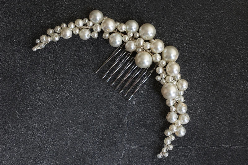Pearl Beads Hair Comb Pin Clip For Brides Party Dinner Dress Long Hairpins Head Piece Wedding Accessories Bridal Hair Jewelry silver color a