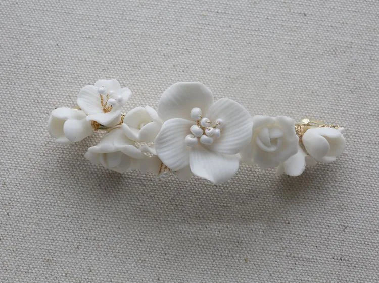 Wedding Accessories Porcelain Flower Hair Pin Clip Women Girl Hairpin For Brides Gold Silver Color Head Piece Bridal Jewelry gold color M